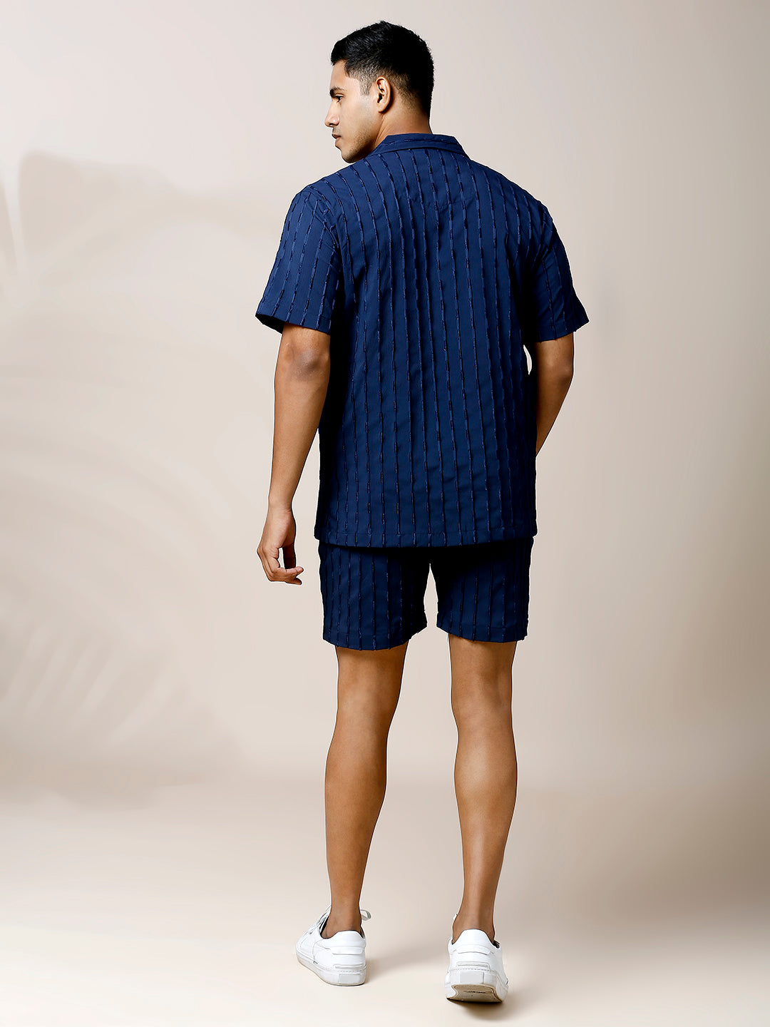 NAVY BLUE STIRPED CO-ORD SET SHIRT WITH SHORT FOR MEN