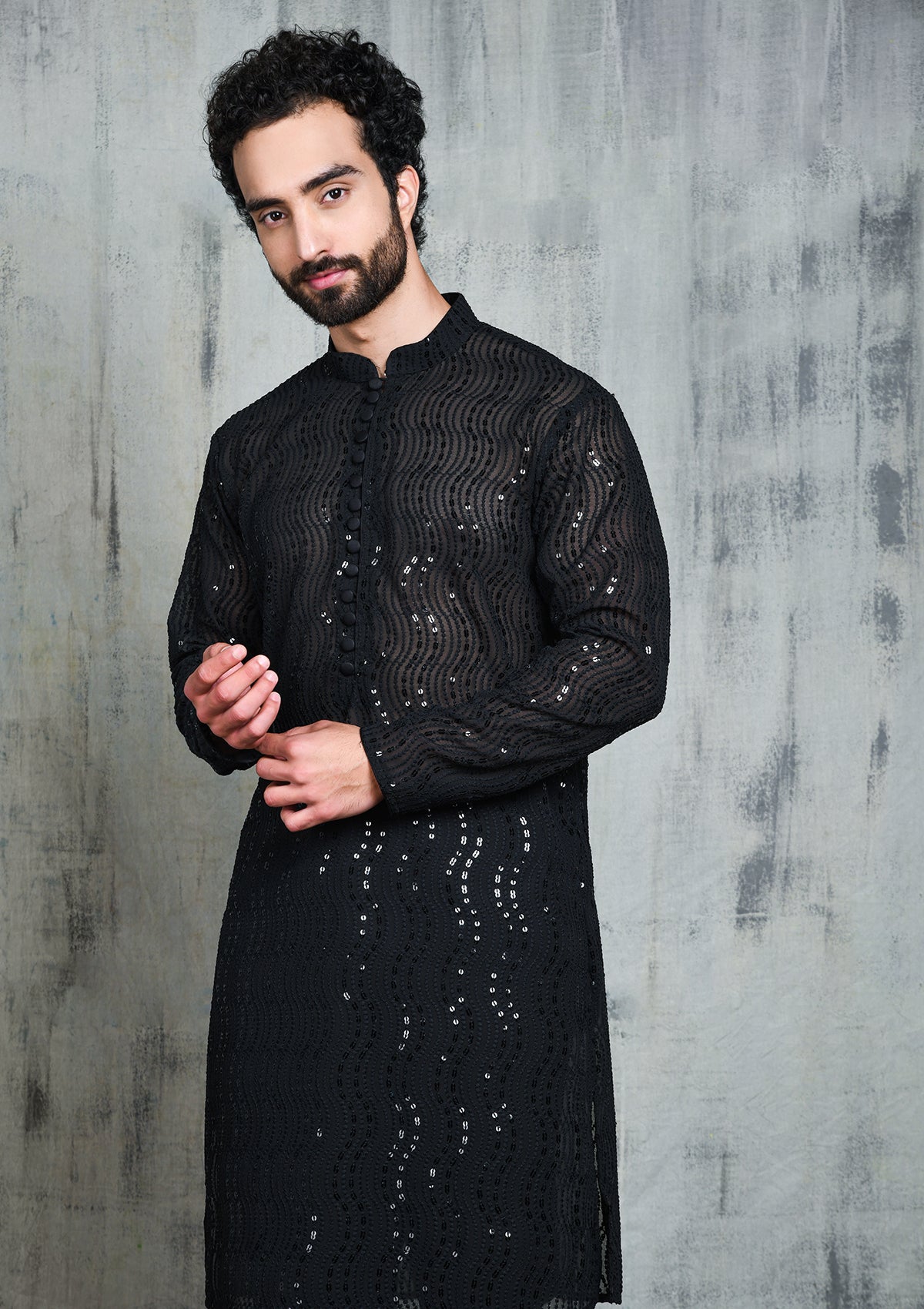 Shining black kurta pajama sale